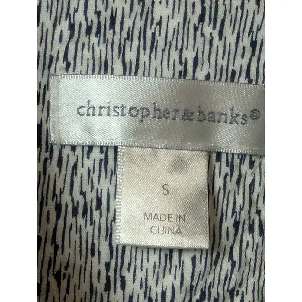 Christopher & Banks Jacket Blazer Shirt Women's Size Small Geometric Navy Ivory